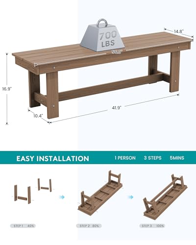 SERWALL Outdoor HDPE Dining Table Set, 7-Piece Outdoor Dining Table Sets with Umbrella Hole Cut-Out Table and 6 Chairs, Gray