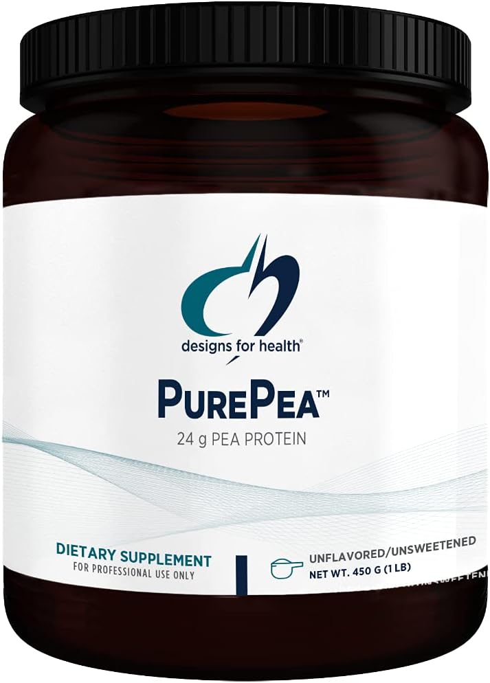Designs for Health PurePea - 24g Vegan Pea Protein, Non-GMO Drink Mix Protein Powder Supplement, Unflavored (15 Servings / 450g) Pack of 2