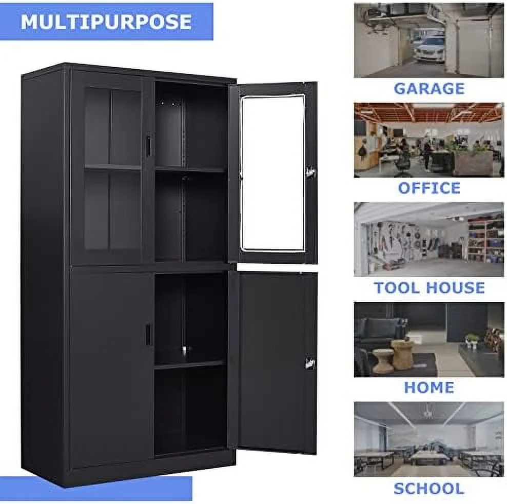 SQYTHGB Glass Display Cabinet Curio Cabinet with Glass Door and Adjustable Shelves  71"
