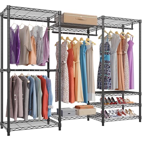 VIPEK V5 Portable Closet Wardrobe Heavy Duty Clothes Rack, Freestanding Clothing Rack with 4 Hang Rods & 8 Shelves, Adjustable Closet Racks