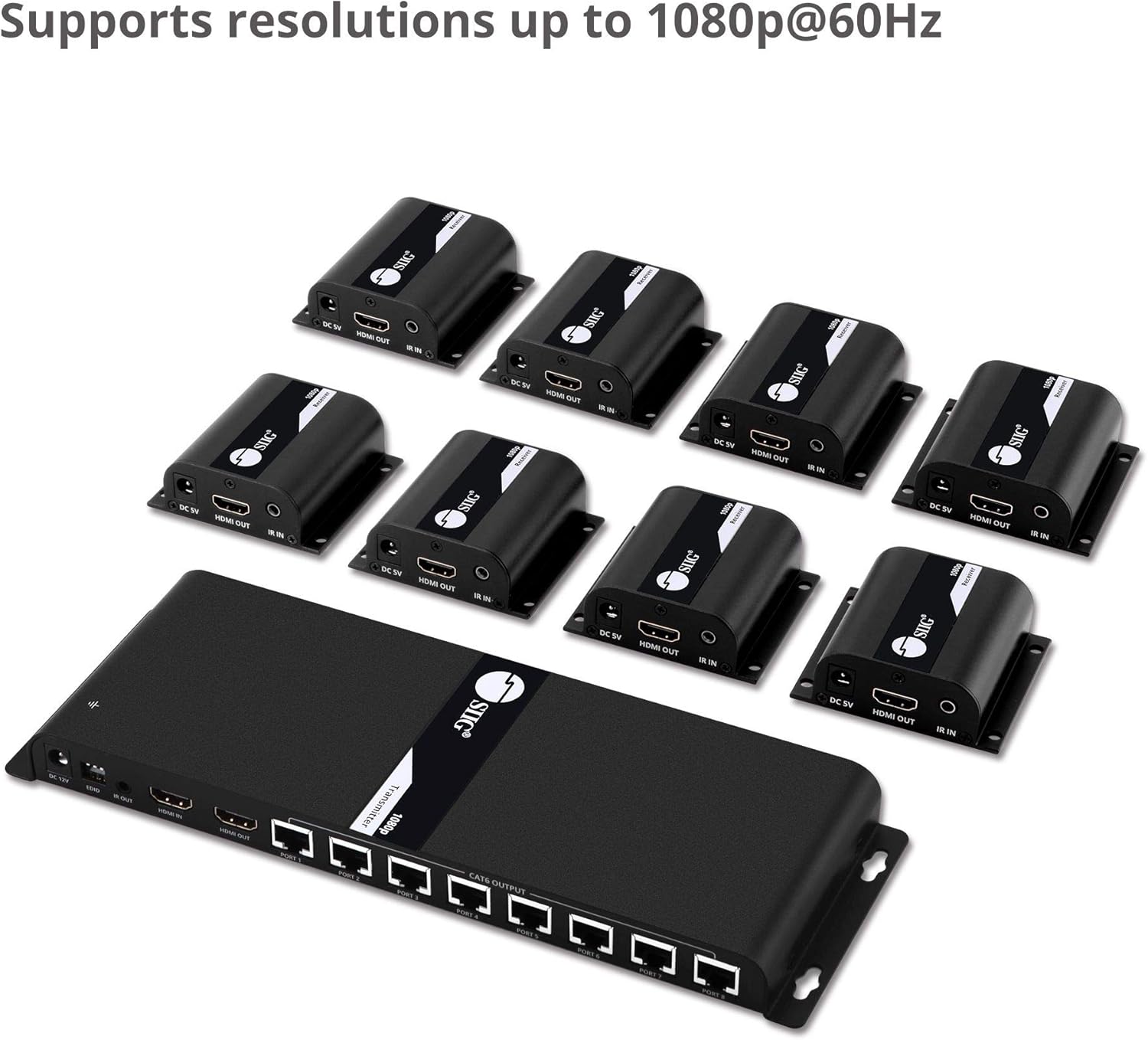 SIIG 1080p HDMI Extender Splitter Over CAT5e/CAT6 Ethernet - Up to 40m (130ft) - 1x4 Port Extender w/ IR Extension and EDID - (1 in 4 Out)