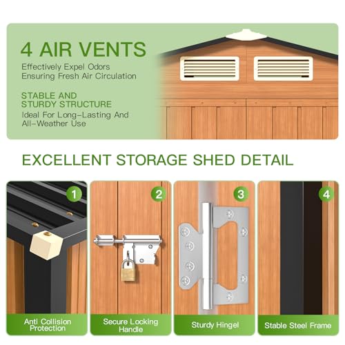 Outdoor Storage Shed, 5x3 Ft Metal Steel Tiny House with Lockable Door, Vertical Outside Storage Building for Garden, Backyard, Lawn, Patio Utility