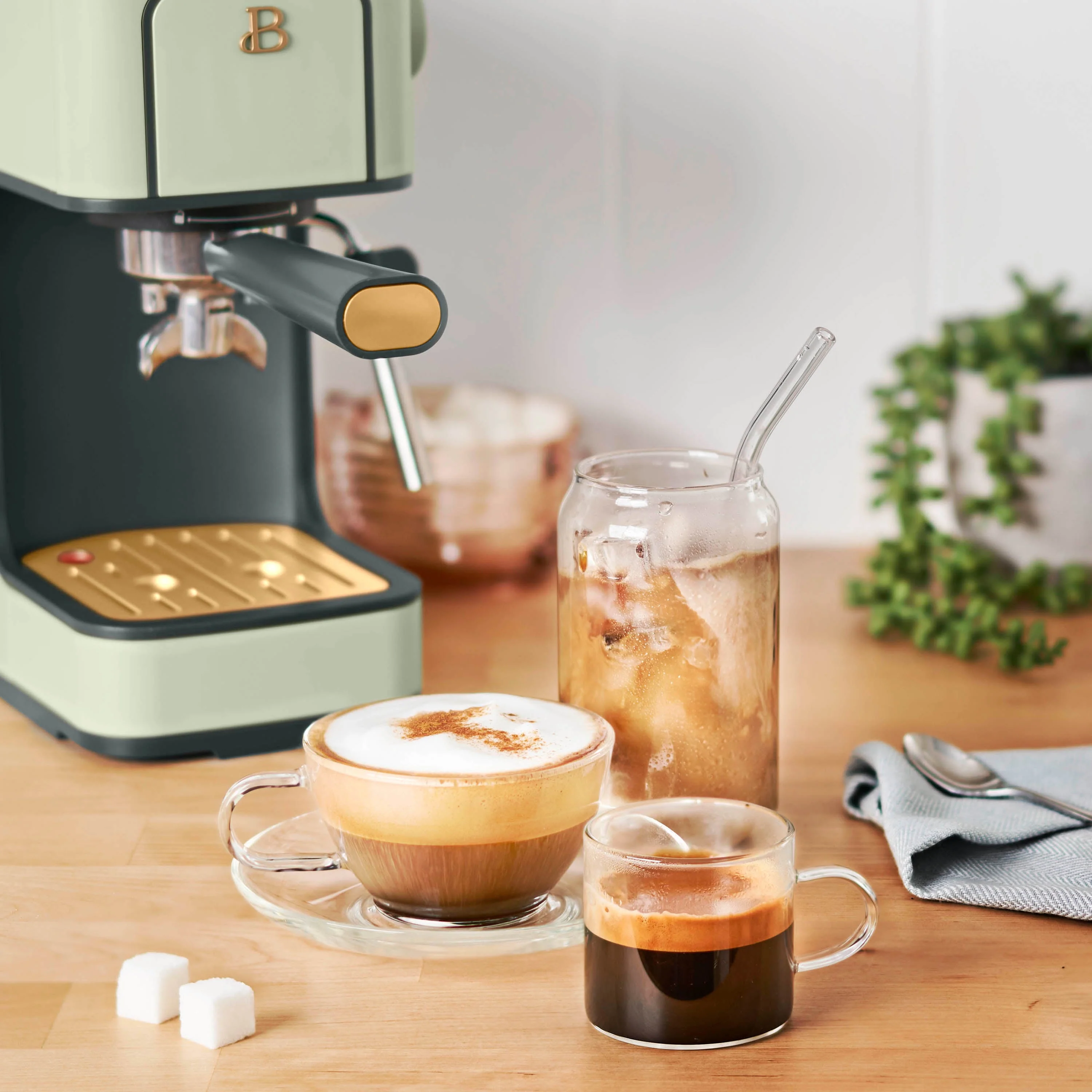 Beautiful Slim Espresso Maker with 20-Bar Pressure, White Icing by Drew Barrymore