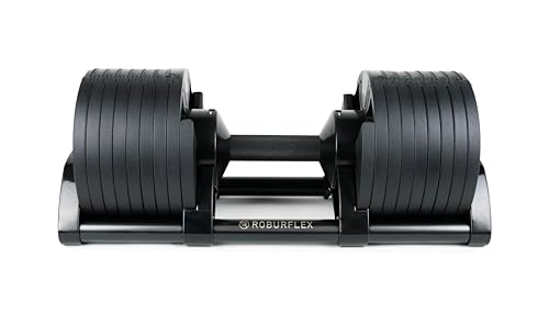 Adjustable Dumbbell (Single) by ROBURFLEX for Workout Strength Training Fitness Home Gym