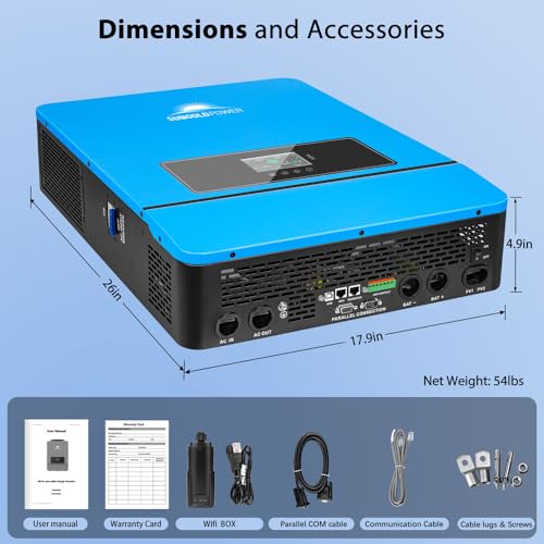 SUNGOLDPOWER 10000W DC 48V UL1741 Solar Inverter,Split Phase,Built-in 2 MPPT Solar Controllers,Max. 200A Battery Charging