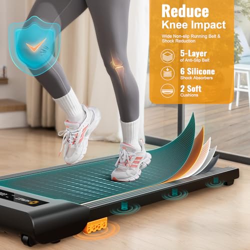 Walking Pad, 2.5HP Under Desk Treadmill for Home Office, 300 Lbs Capacity Portable Treadmill with Remote Control & LED Display