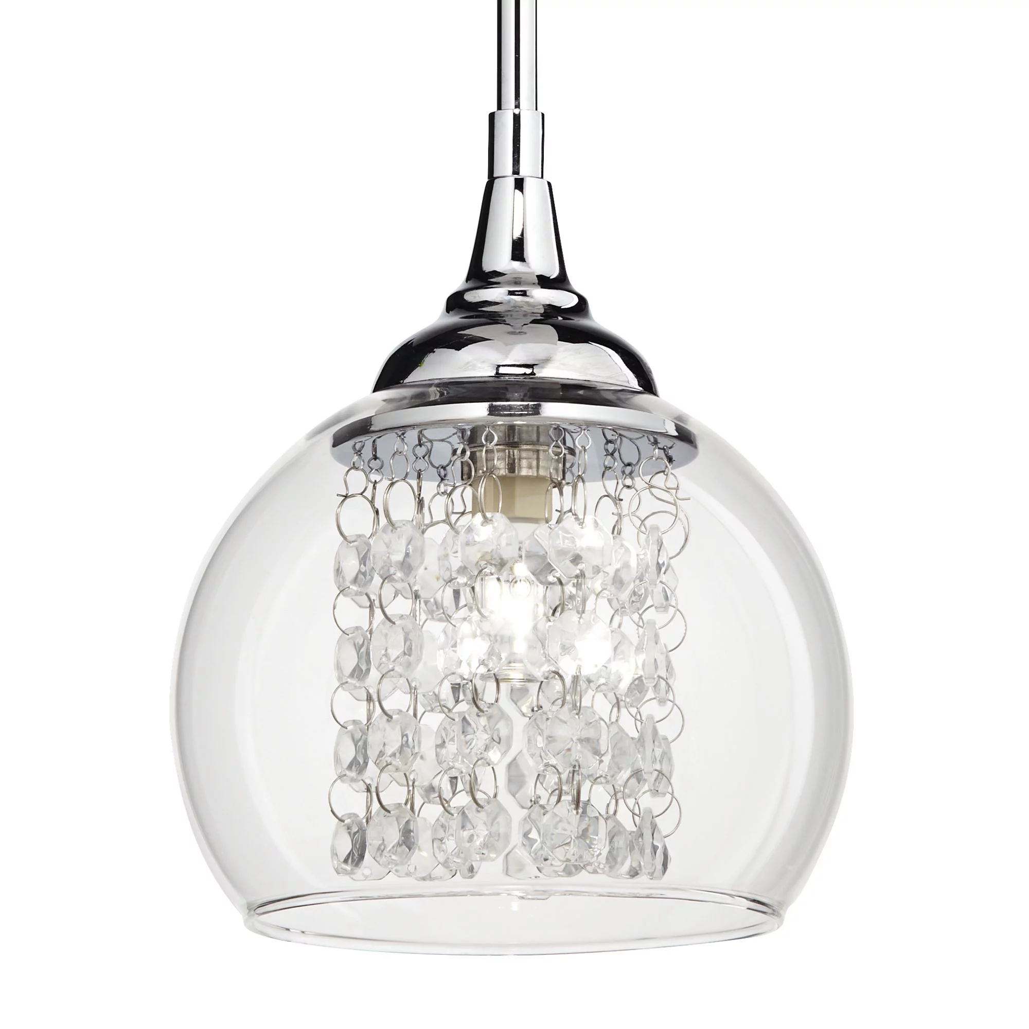 Possini Euro Design Chrome Mini Pendant 6" Wide Modern Faceted Crystal Strands Clear Glass Shade Fixture for Dining Room Living Foyer Kitchen Island