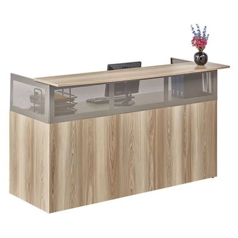 At Work 72"W x 29"D Reception Desk Gray Laminate/Brushed Nickel Frame