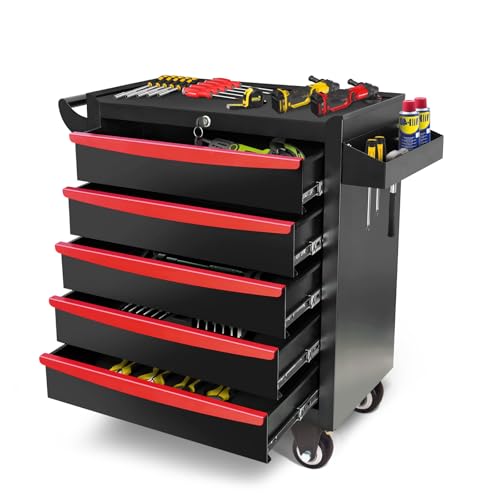 Rolling Tool Chest, Metal Tool Box with 5 Drawers
