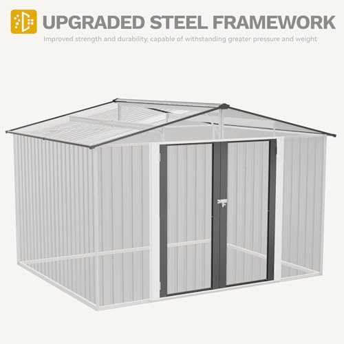 DWVO 10x8ft Metal Outdoor Storage Shed, Waterproof Tool Shed Heavy-Duty Storage Unit with Lockable Door and Vents, Ideal for Bicycles, Tools