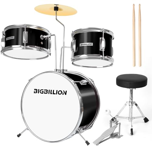 Drum Set for Kids, 3-Piece 14'' Beginner Kids Drum Kit Junior Drum Set with Bass Tom Snare Drum with Adjustable Throne, Cymbal, Pedal