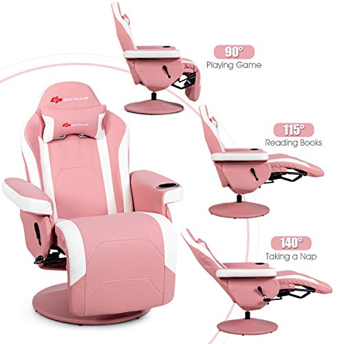Goplus Massage Gaming Chair, Racing Style Gaming Recliner w/Adjustable Backrest and Footrest