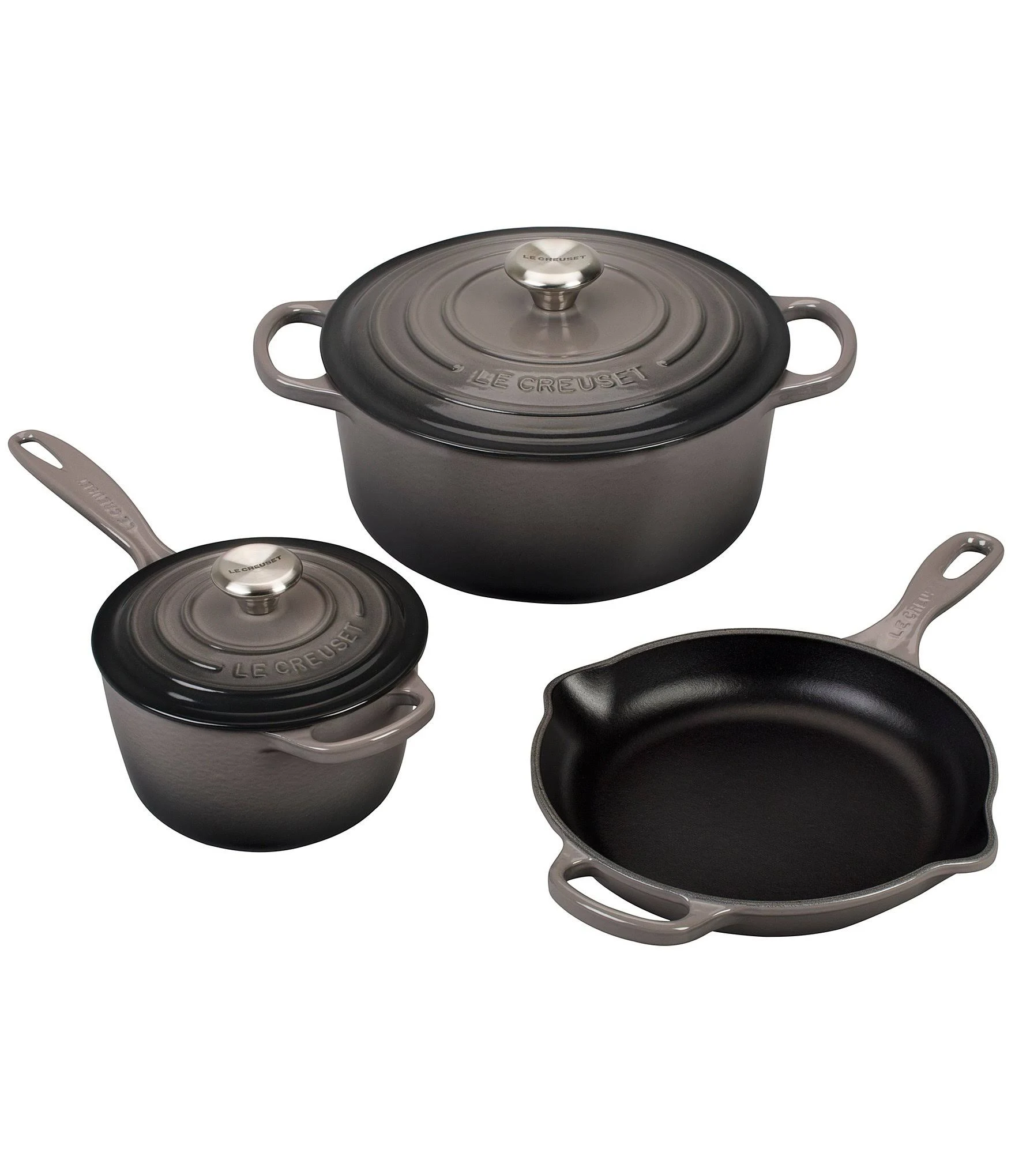 Le Creuset Cast Iron Cookware 5 Piece Signature Set (Oyster)