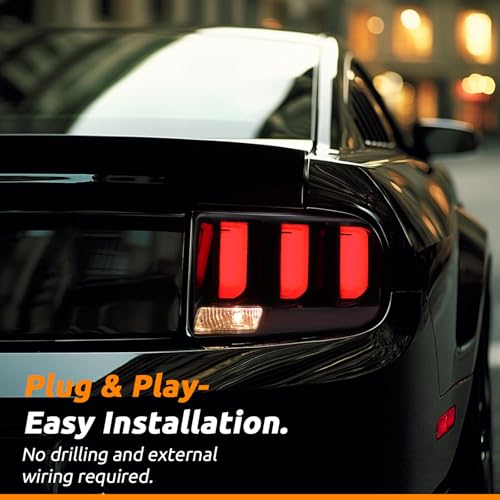 LED Tail Lights Assembly Compatible with 2005 2006 2007 2008 2009 Ford Mustang Rear Taillights Brake Lamp, Black Housing Clear Lens