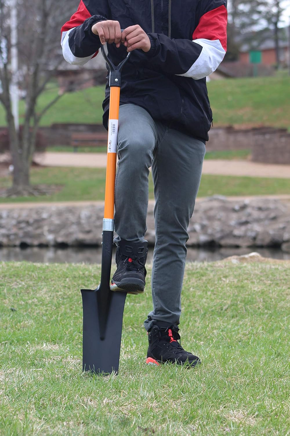 Ashman Drain Spade - 48 Inches Long Handle Spade with D Handle Grip with a Durable Handle and a Thick Metal 16 Inch Blade