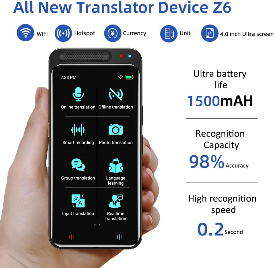 Language Translator Device, Support 138 Languages, Two Way Real-Time Voice Translation