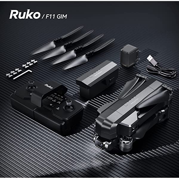 Ruko F11GIM Drones with Camera for Adults, 2-Axis Gimbal 4K EIS Camera, 2 Batteries 56Mins Flight Time,Brushless Motor, 5GHz FPV Transmission