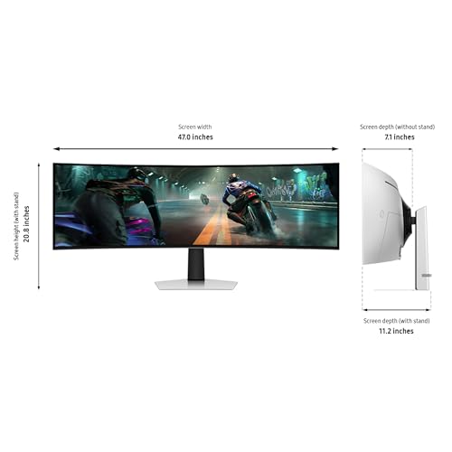 Samsung 49" Odyssey OLED G9 (G91SD) Dual QHD QD-OLED G-Sync Compatible Curved Gaming Monitor, 144Hz, 0.03ms, AMD FreeSync Premium Pro