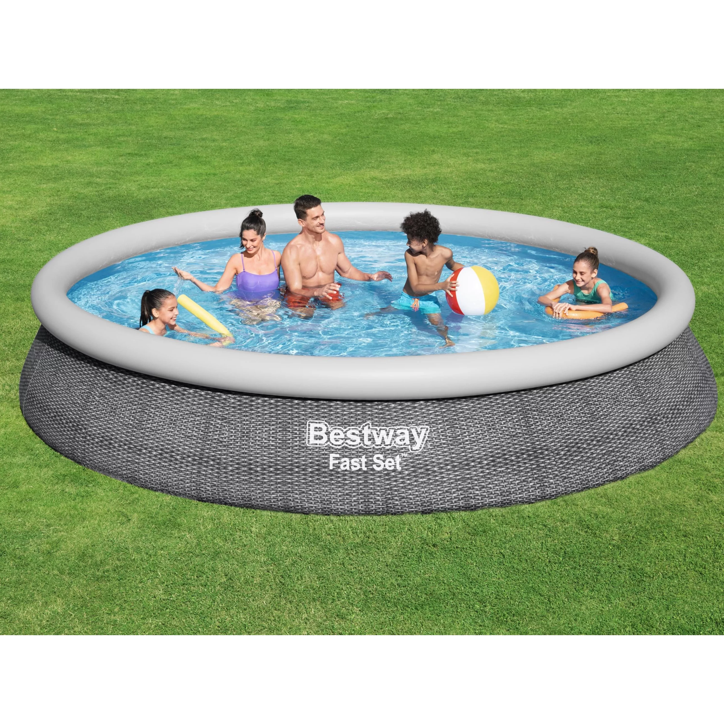 Bestway Fast Set 15' x 33" Round Inflatable Outdoor Above Ground Pool Set