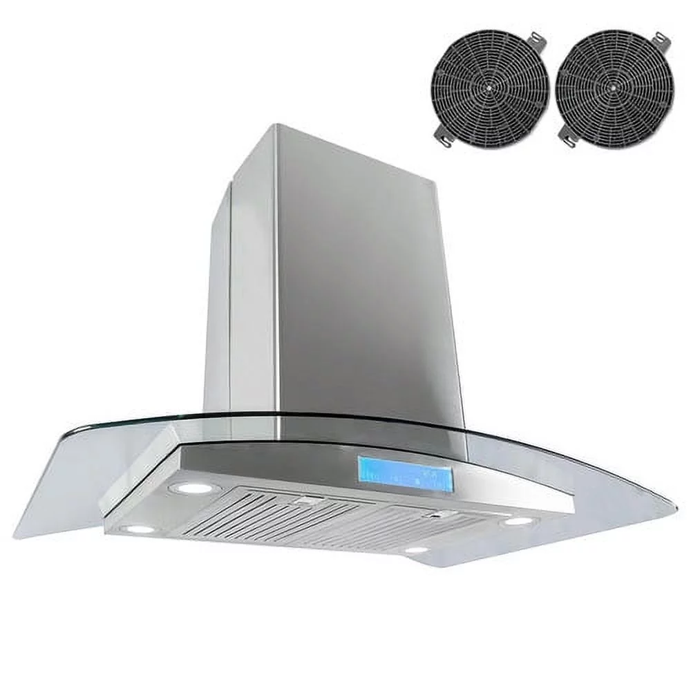 Cosmo 30" 380 CFM Ductless Island Range Hood Kitchen Hood in Stainless Steel