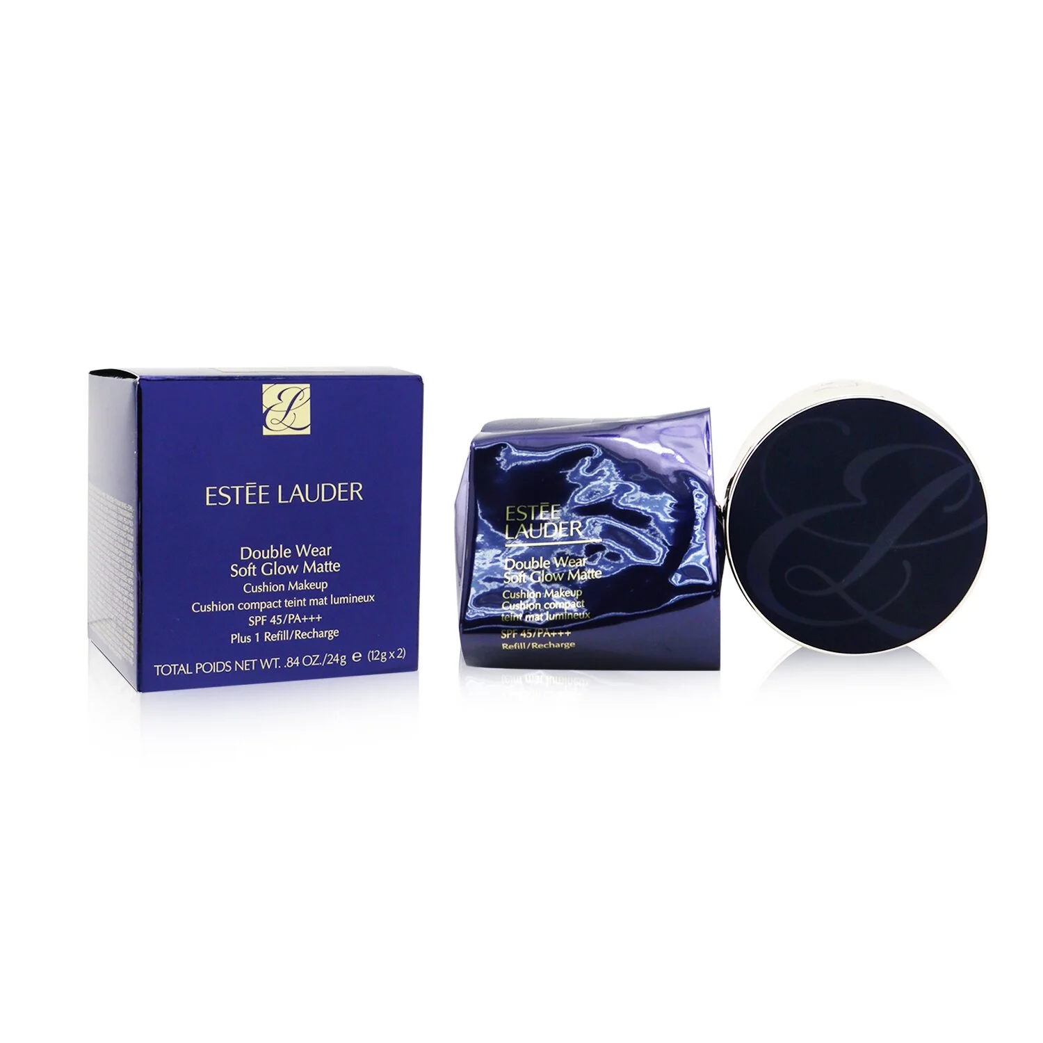 Estee Lauder Double Wear Soft Glow Matte Cushion Makeup SPF 45 With Extra Refill - # 1W1 Bone  2x 12g/0.42oz
