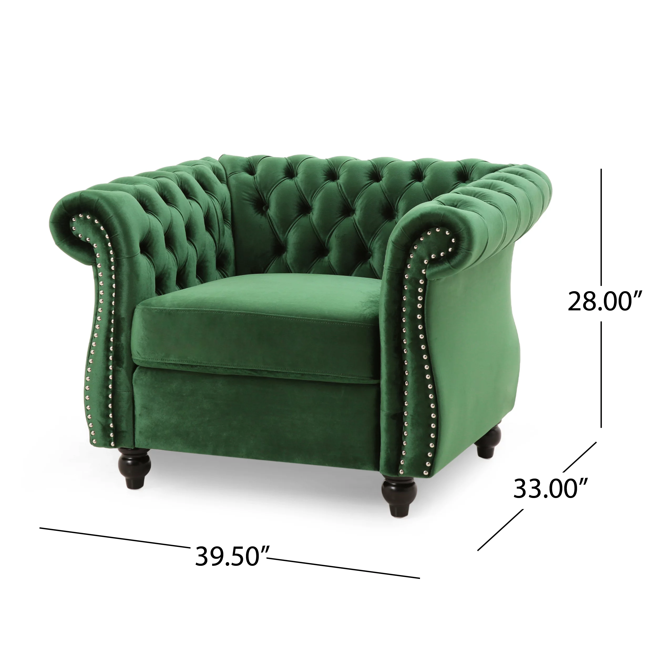 Noble House Millie Chesterfield Velvet Club Chair, Green - Radiant Selections
