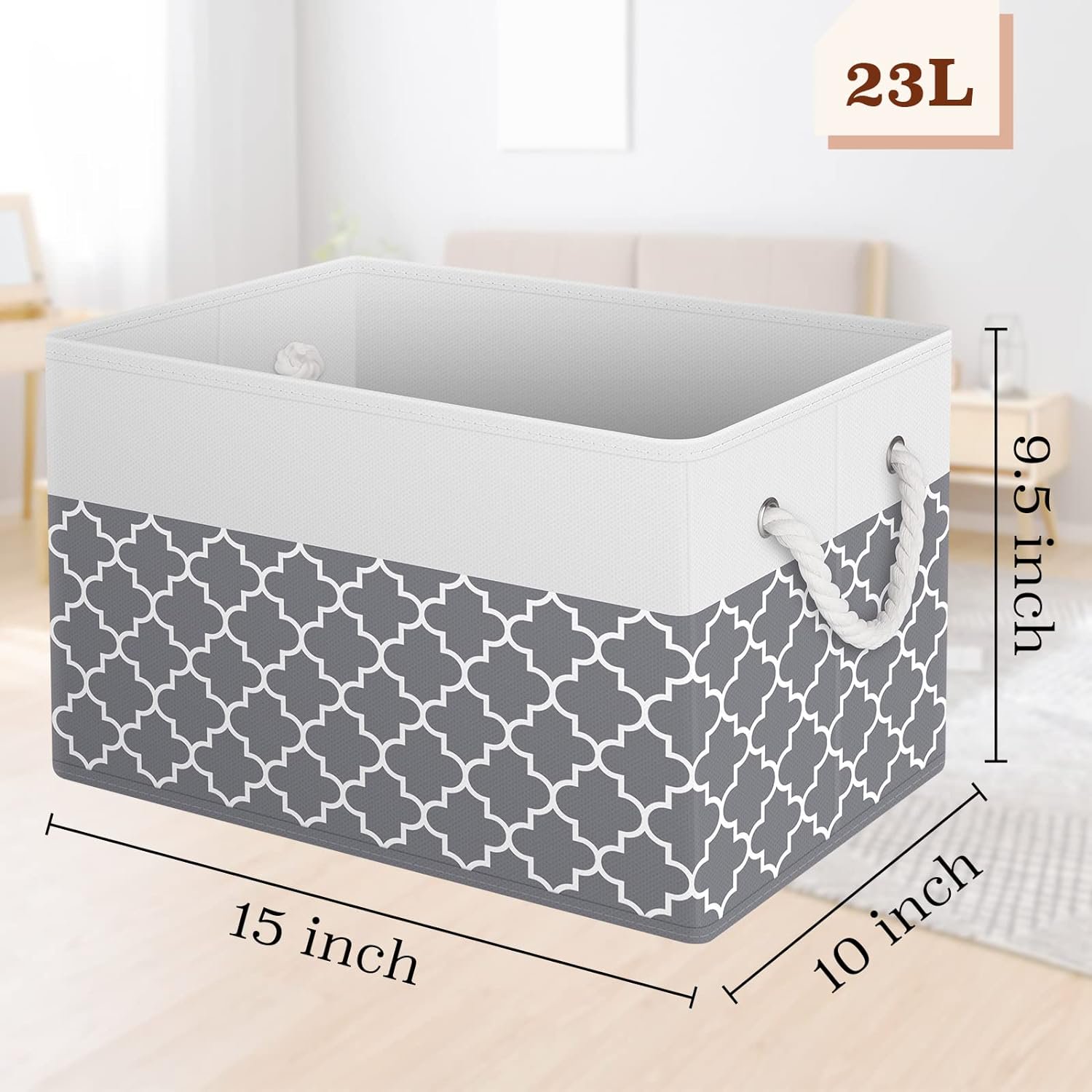 Storage Bins , Foldable Storage Baskets for Organizing Toys, Books, Shelves, Closet, Large Storage Box with Rope Handles, Sturdy Organizer Bins