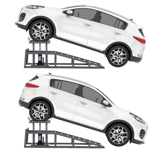 2PCS Hydraulic Car and Truck Service Ramps,11023 Lbs (5 Tons) Capacity, Portable Lifts Ramps for Oil Changes, Adjustable Lift Height 9.8" to 16.21"