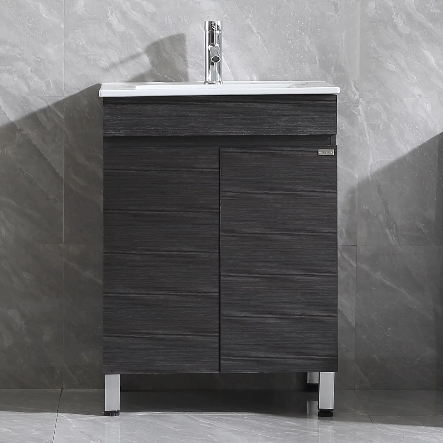 Walcut 24'' Black Bathroom Vanity Cabinet Wood Set Single Vessel Sink