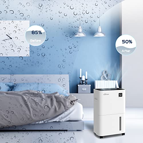 Britsou 34/50/80 Pints Dehumidifier for Basement Continous Dehumidify with a 0.66 Gallon Tank and Continous Drain Hose Auto Shut off and Defrost