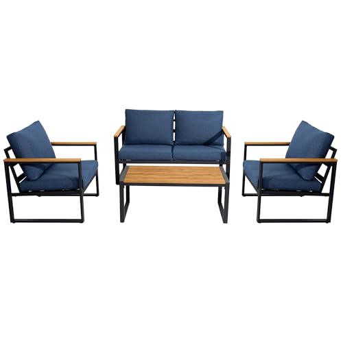 Patio Furniture Set, 4 Pieces Outdoor Patio Furniture with Coffee Table Set