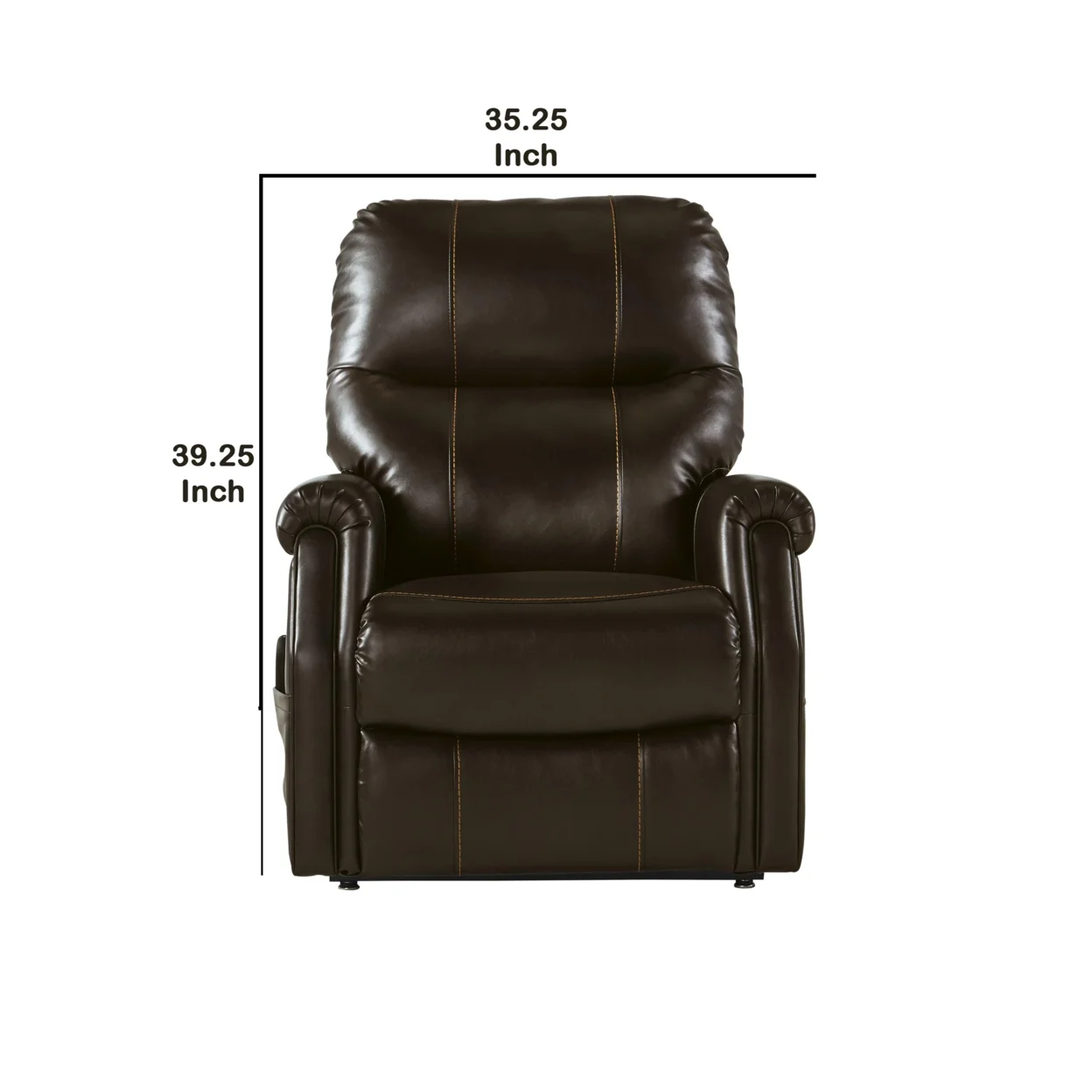 Leatherette Metal Frame Power Lift Recliner with Tufted Back Brown - Saltoro Sherpi - Curated Treasures Market
