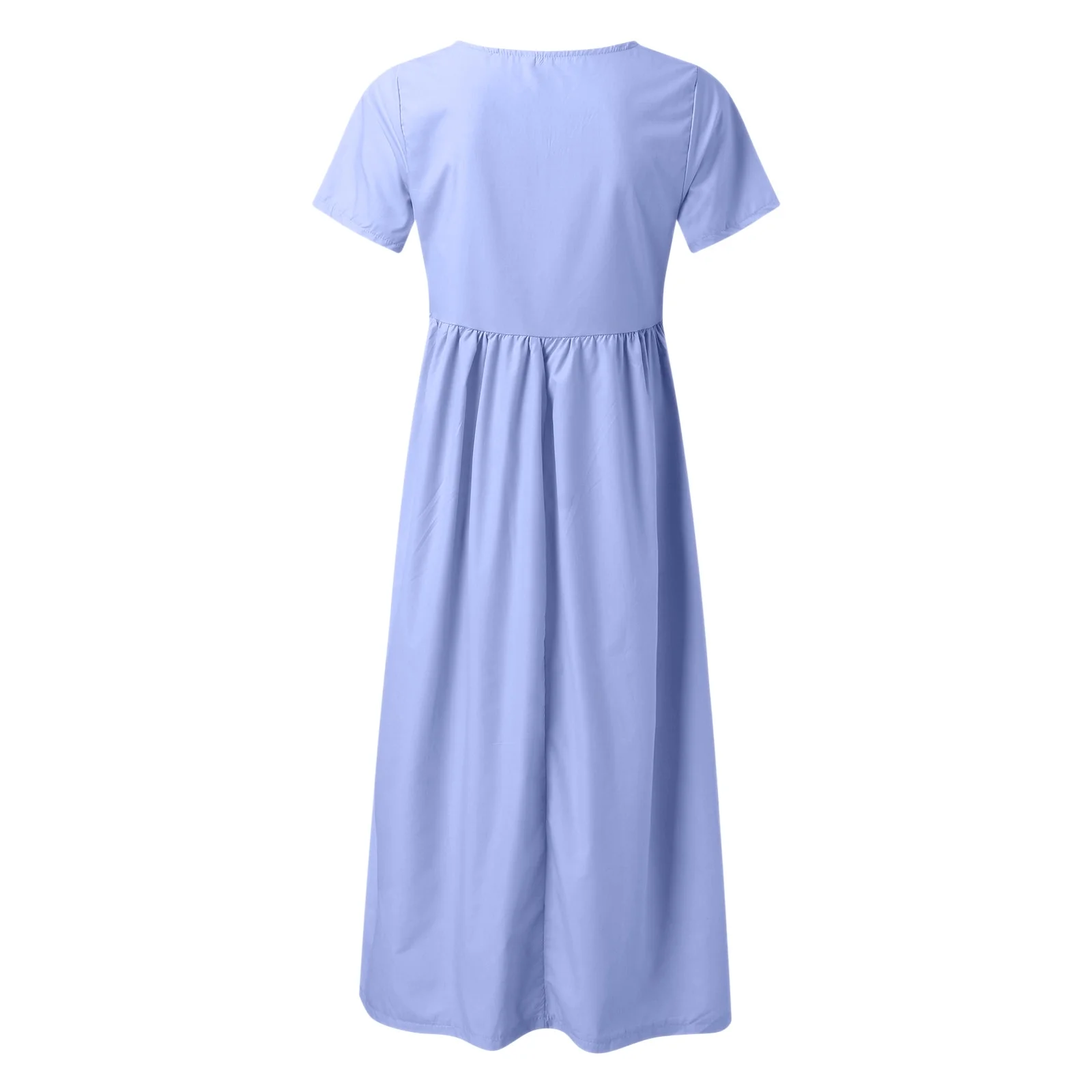SZXZYGS Short Dresses for Women 2024 Petite Womens Casual High Slit Midi Dress Short Sleeve Crewneck Solid Tee Dress 2024 Women Dresses