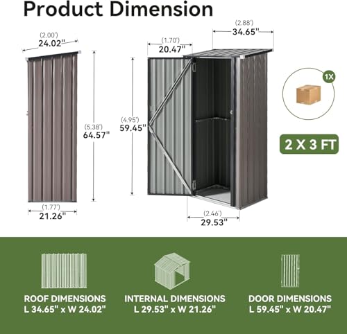 Aoxun 6.2x4 FT Shed Outdoor Storage Shed Metal Garden Shed with Lockable Doors & Slooping Roof Tool Shed Bike Shed for Backyard, Patio