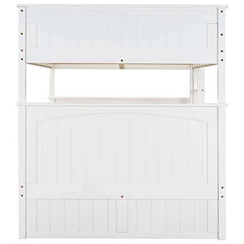 SOFTSEA Twin Over Full Bunk Bed with Slide, Solid Wood Bunk Beds with Stairs for Kids