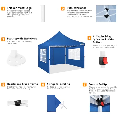 10x10 Pop Up Canopy Tent with 4 Sidewalls and Mesh Windows 2.0