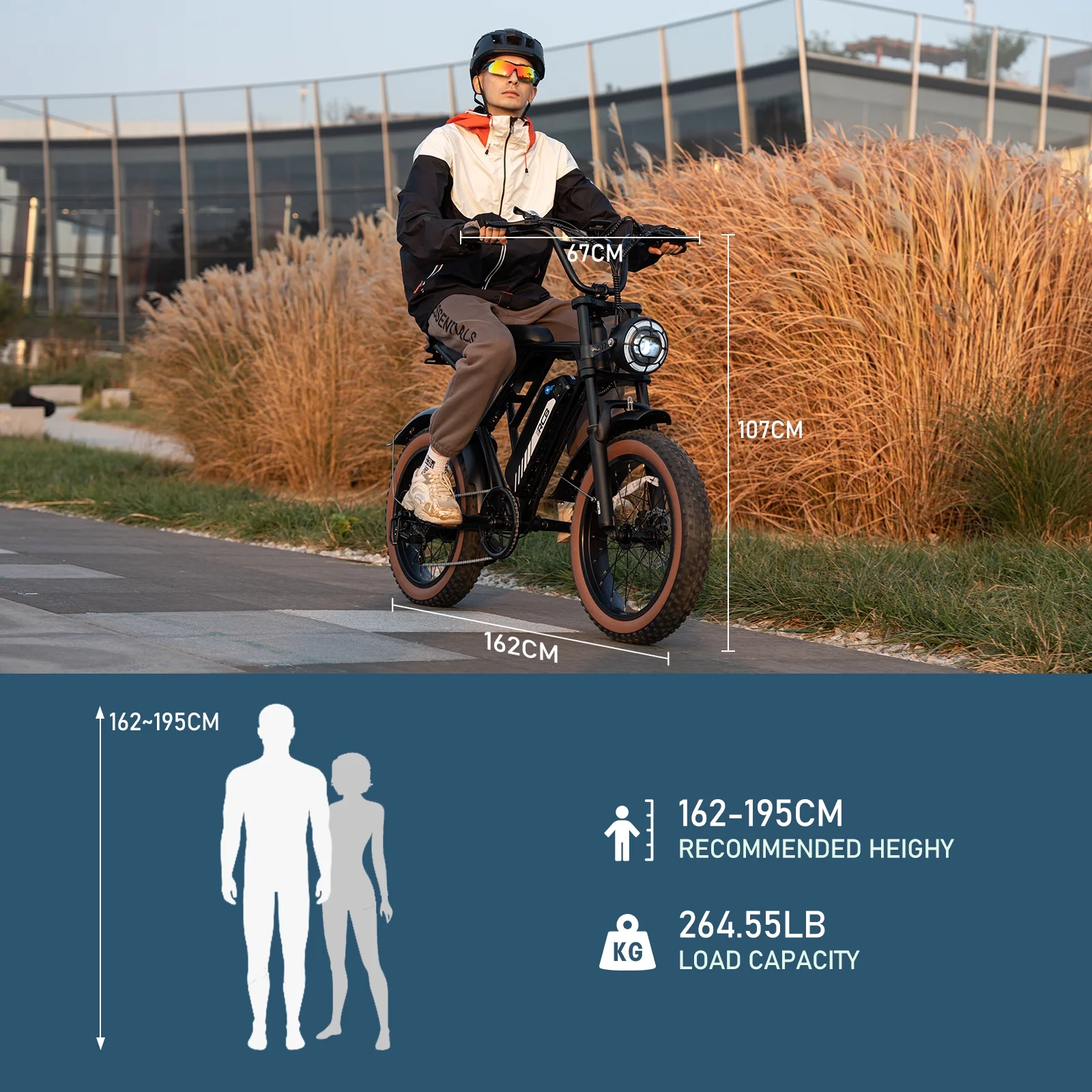 RCB 750W Electric Bike for Adults, 48V 15Ah Removable Li-Ion Battery
