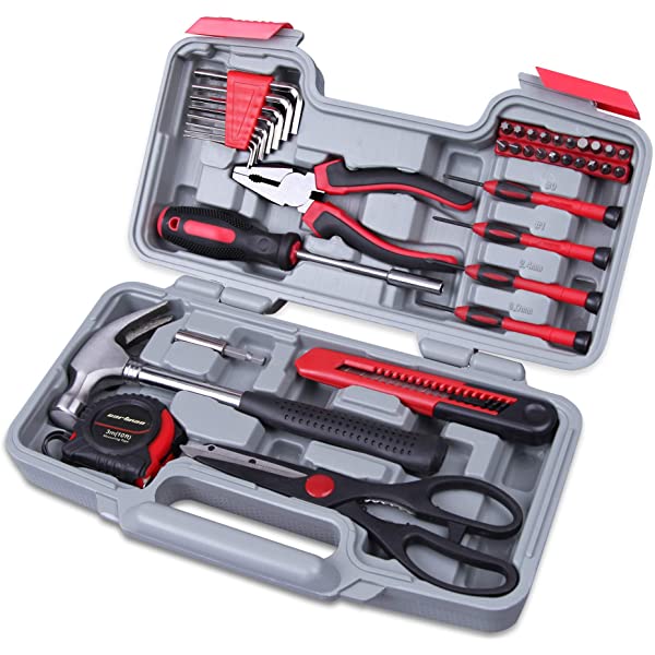 CARTMAN Orange 39-Piece Tool Set - General Household Hand Tool Kit with Plastic Toolbox Storage Case Orange 39pcs