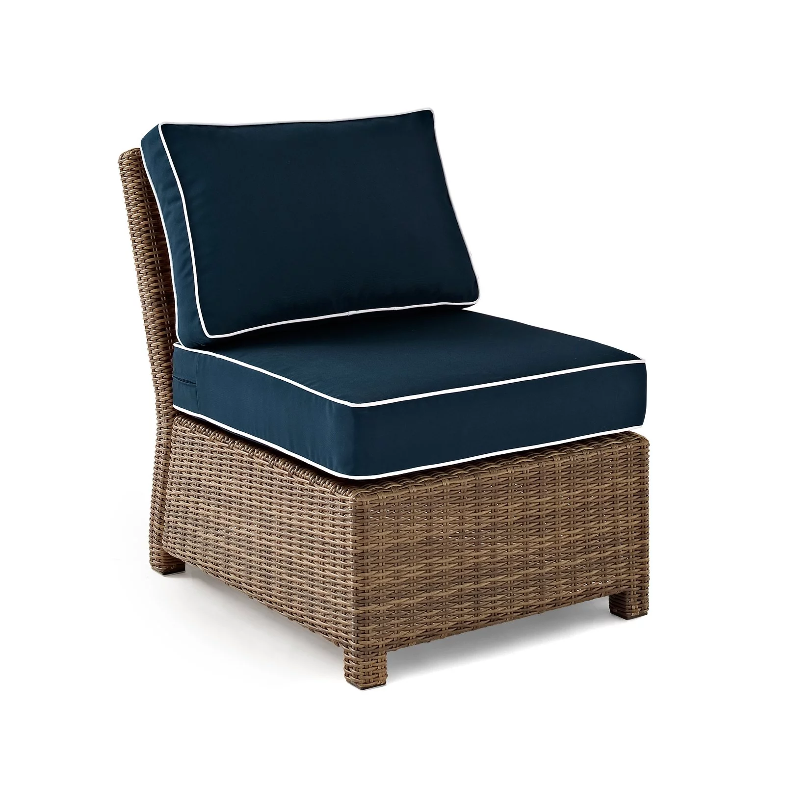 Crosley Furniture Bradenton 5 Piece Fabric Patio Sectional Set in Brown and Navy
