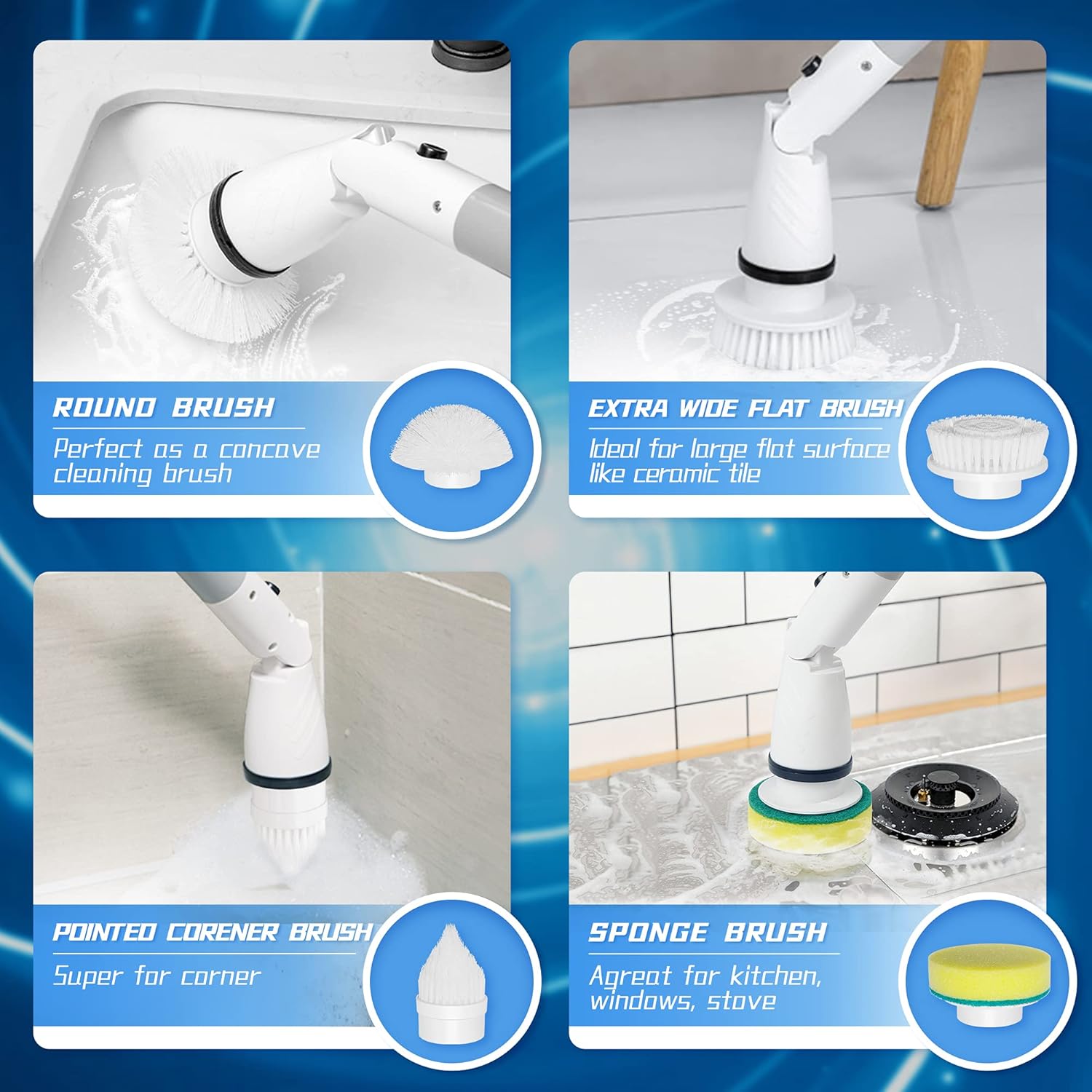 Shower Cleaning Brush, Electric Spin Scrubber, Cordless Shower Scrubber for Cleaning, Tub and Tile Power Scrubber