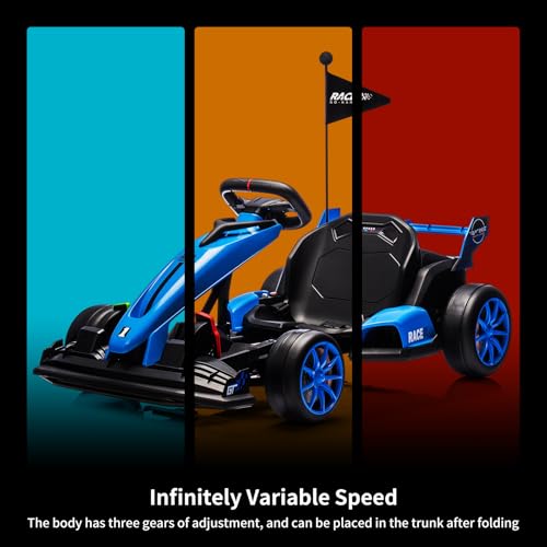 24V Electric Drift Kart for Kids, Ride Car with Adjustable Seat & 8.5MPH Speed, EVA Silent Wheels, Parent-Safety Certified Ride-On Toy