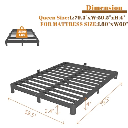 Full Size Bed Frame 16 Inch Black, Metal Platform Full Bed Frame with Baffles, No Box Spring Needed, Heavy Duty Steel Supprt, Rounded Corner Design