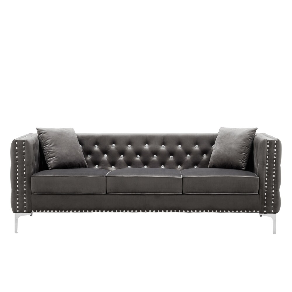 Modern 2 Piece Living Room Set with Sofa and Loveseat Grey