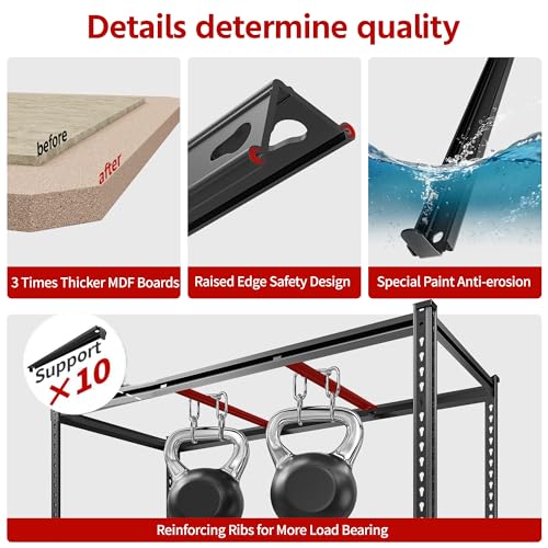 REIBII 48" W Garage Shelving Heavy Duty 3020LBS Storage Shelves 5 Tier Heavy Duty Shelving Adjustable Garage Shelves for Basement, Warehouse