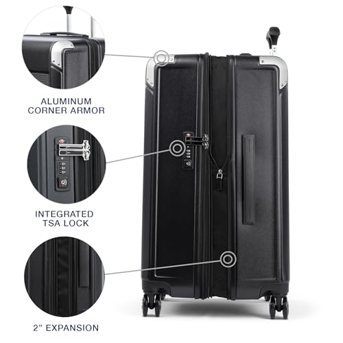 Travelpro Platinum Elite Hardside Expandable Carry on Luggage, 8 Wheel Spinner, TSA Lock, Hard Shell Polycarbonate Suitcase, Metallic Sand