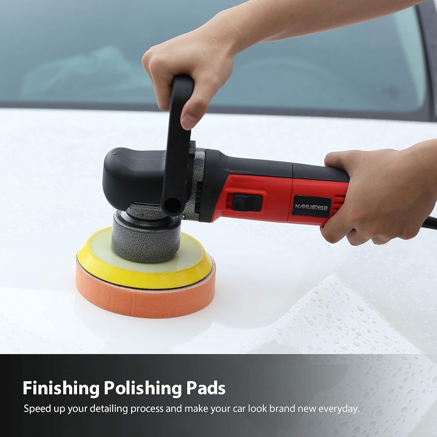 MANUSAGE 6-Inch Dual Action Car Polisher,7Amp Random Orbital Polisher,Variable Speed Buffer Polisher with Two Detachable Handles