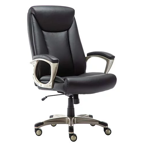 JIAH Bonded Leather Big & Tall Executive Office Computer Desk Chair, 350-Pound Capacity, Black, 29.5"D x 27.25"W x 47"H