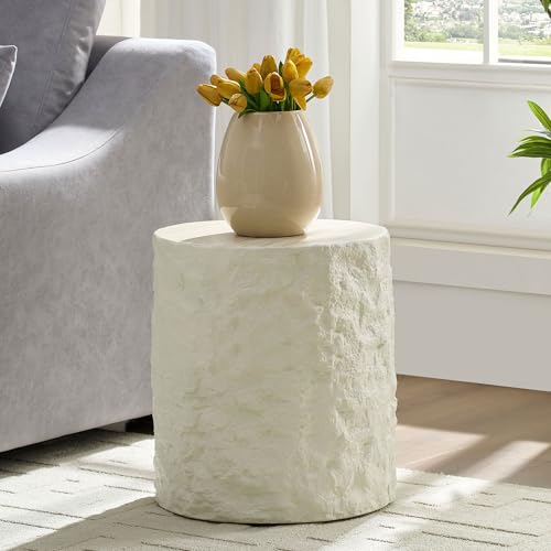 JUSTONE 15.75 ''Round Coffee Table, Accent End Table for Living Room Office Apartment, Modern Minimalist Side Table with Faux Marble Pattern