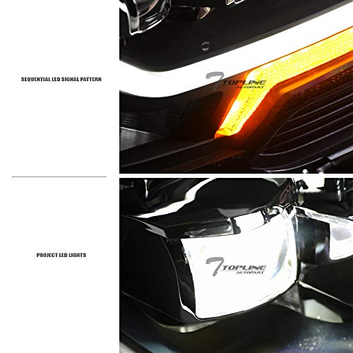 7422444293245 Compatible With 2016-2022 Toyota Tacoma Non-Factory LED DRL Black Housing Full LED Sequential Quad Projector Headlights With Amber