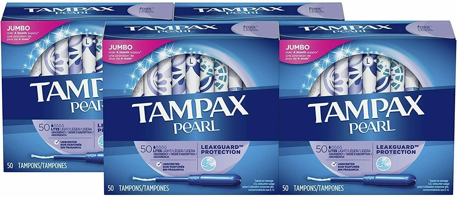 Tampax Pearl tampons Light Plastic Unscented, 200 Count